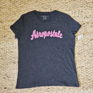 Aeropostale Black Tee with Pink and White Accents - Sz XL